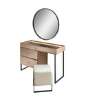 Bronze Aynalı Puflu Makyaj Masası